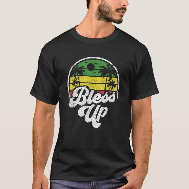 Camiseta Bless Up Vintage Jamaica Reggae Vacine jamaicana (Frente)
