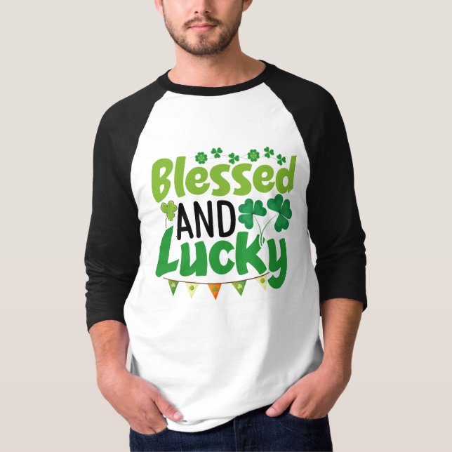 Camiseta Blessed And Lucky St. Patrick’s Day Design-61103 (Frente)