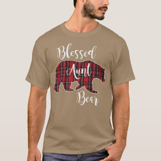 Camiseta Blessed Aunt Bear Red Tartan Plaid Fun Auntie Gift