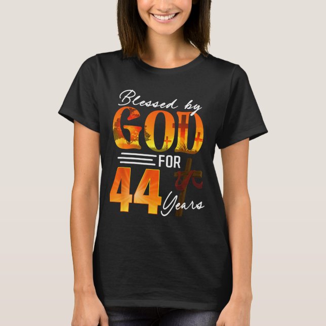 Camiseta Blessed By God For 44 Years Old Gift 44th Birthday (Frente)