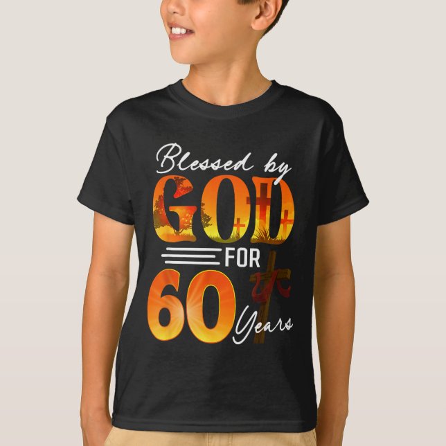 Camiseta Blessed By God For 60 Years Old Gift 60th Birthday (Frente)