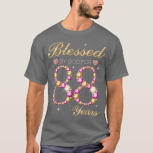 Camiseta Blessed By God For 88 Years Old Birthday Party 