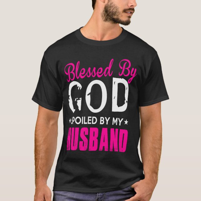 Camiseta Blessed by God Spoiled by Husband Mother's Day Bir (Frente)