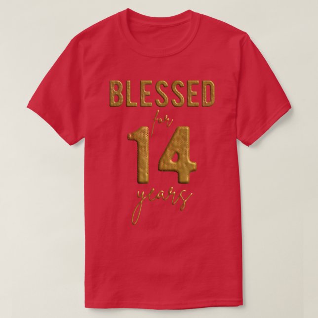 Camiseta Blessed For 14 Years Old 14th Birthday Christmas G (Frente do Design)