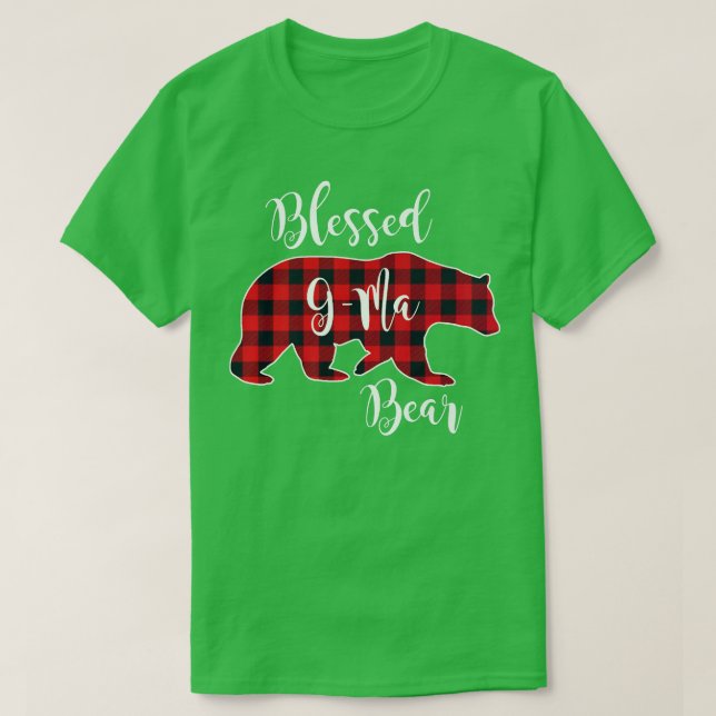 Camiseta Blessed G-Ma Bear Red Buffalo Check Plaid Fun Gran (Frente do Design)