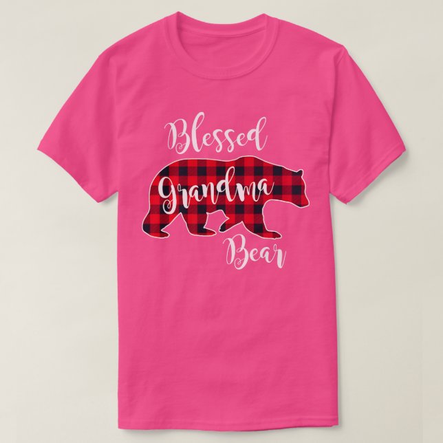 Camiseta Blessed Grandma Bear Red Buffalo Check Plaid Grand (Frente do Design)
