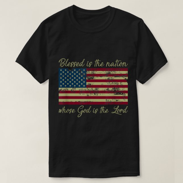Camiseta Blessed Is The Nation Whose God Is The Lord Prayer (Frente do Design)