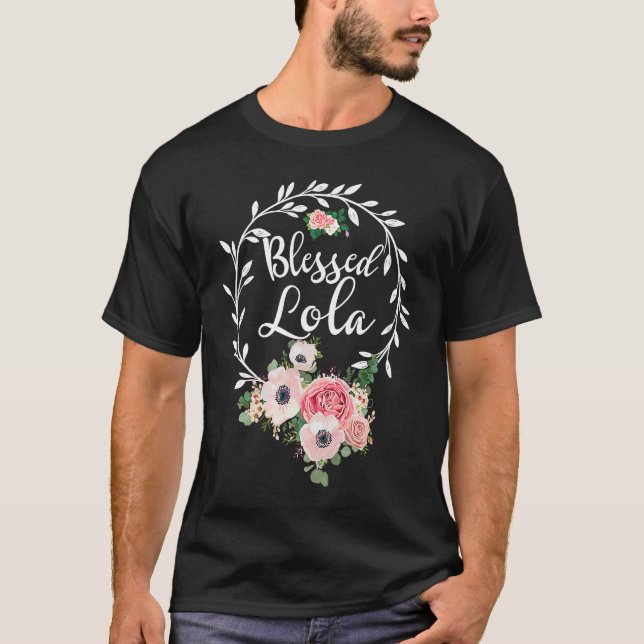 Camiseta Blessed Lola  For Women Flower Decor Grandma (Frente)