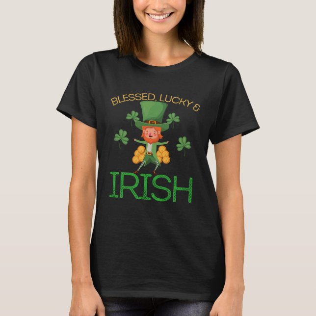 Camiseta Blessed Lucky & Irish Men Women Kids Patricks Day  (Frente)