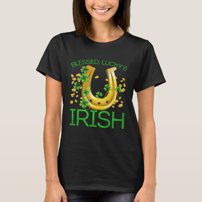 Camiseta Blessed Lucky & Irish Men Women Kids Patricks Day  (Frente)