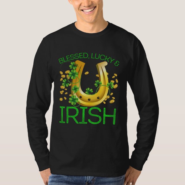 Camiseta Blessed Lucky & Irish Men Women Kids Patricks Day  (Frente)