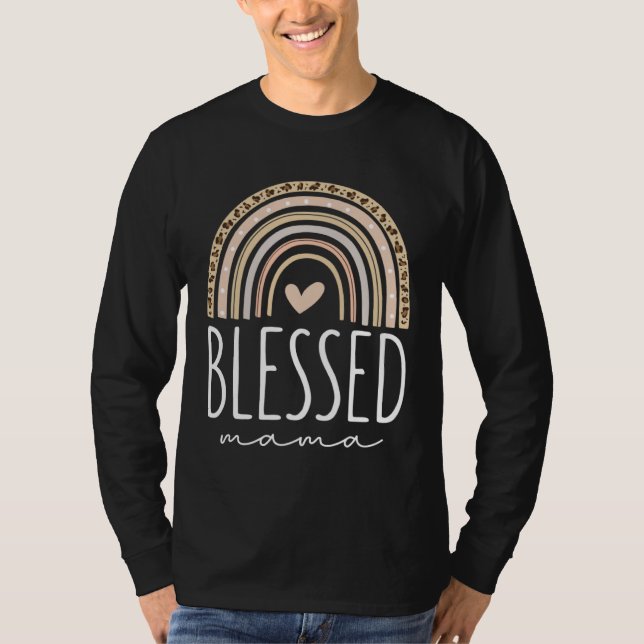 Camiseta Blessed Mama  Leopard Rainbow (Frente)