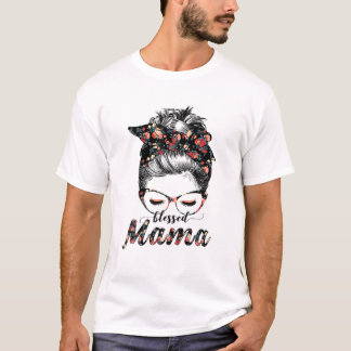 Camiseta Blessed Mama Messy Bun Women Happy Easter, Mother'