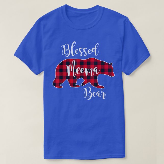 Camiseta Blessed Meema Bear Red Buffalo Check Plaid Fun Gra (Frente do Design)