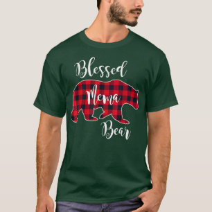 Camiseta Blessed Mema Bear Red Buffalo Check Plaid Fun Gran