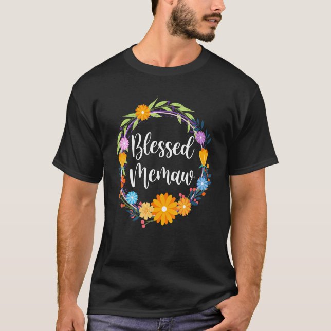 Camiseta Blessed Memaw Shirt Grandma Mothers Day Thanksgivi (Frente)