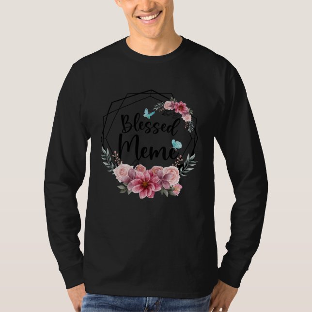 Camiseta Blessed Meme with Floral Mother s Day 2023 (Frente)