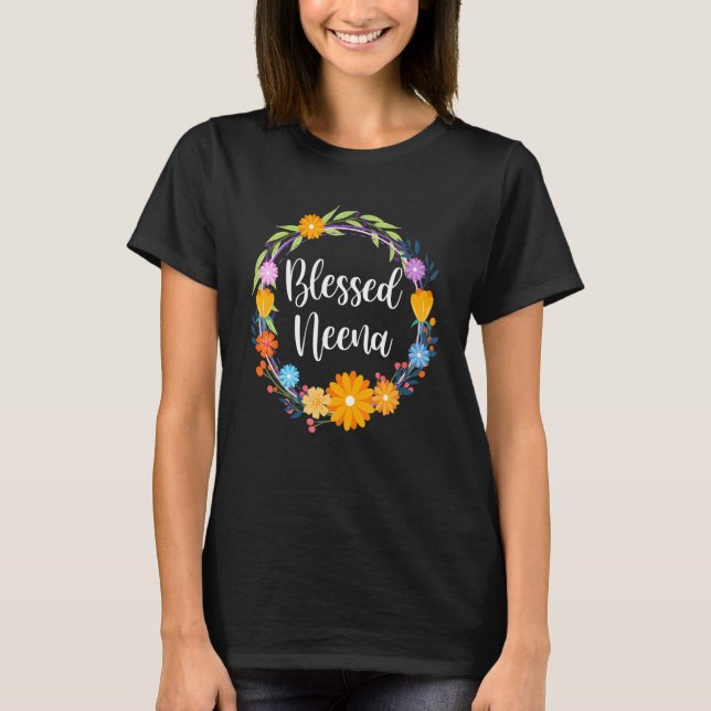 Camiseta Blessed Neena Shirt Grandma Mothers Day Thanksgivi (Frente)