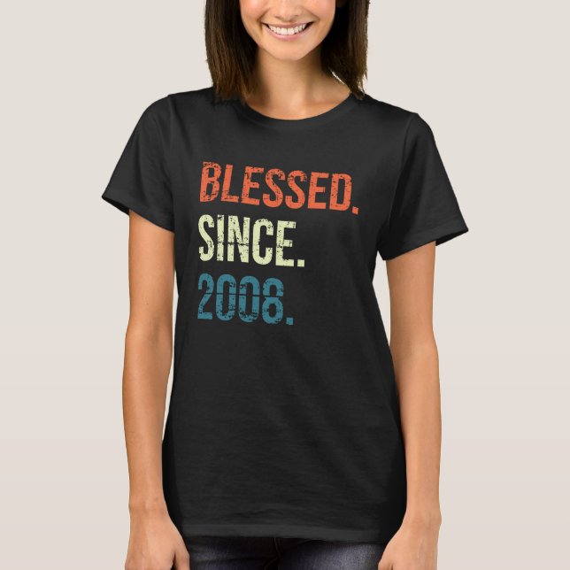 Camiseta Blessed Since 2008 13th Birthday Vintage (Frente)