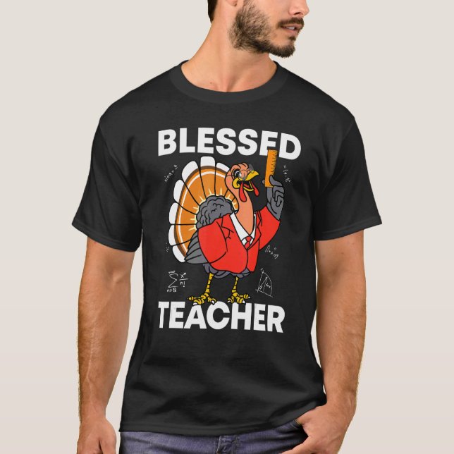 Camiseta Blessed Teacher Turkey Autumn Fall Y'all Thanksgiv (Frente)