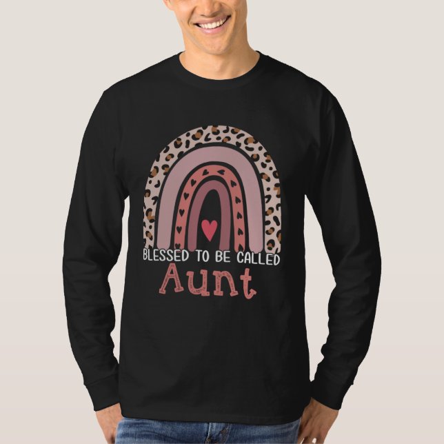 Camiseta Blessed To Be Called Aunt Rainbow Leopard Print Mo (Frente)