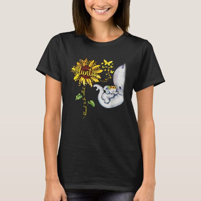 Camiseta Blessed To Be Called Auntie  Elephant Sunflower (Frente)