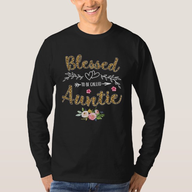 Camiseta Blessed To Be Called Auntie  Pretty Leopard Print (Frente)