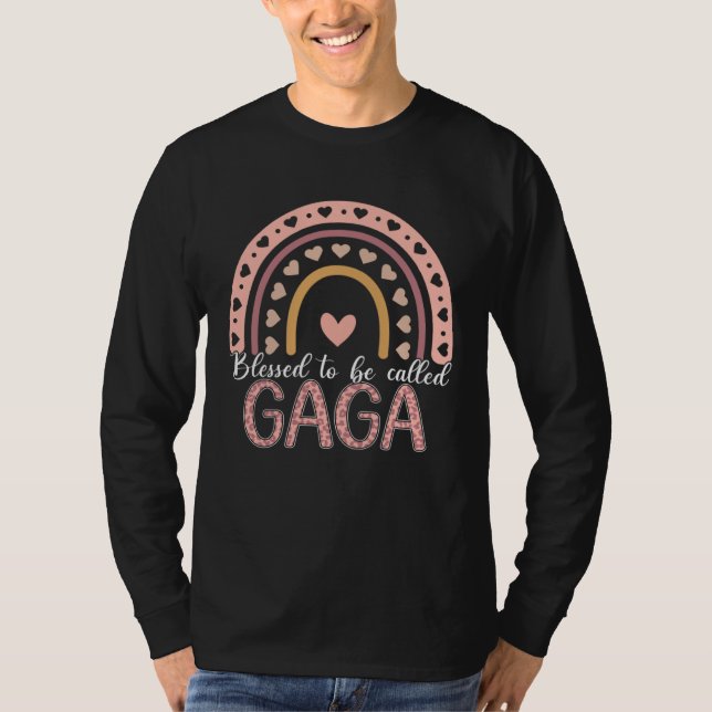 Camiseta Blessed To Be Called Gaga Leopard Rainbow Cute Mom (Frente)
