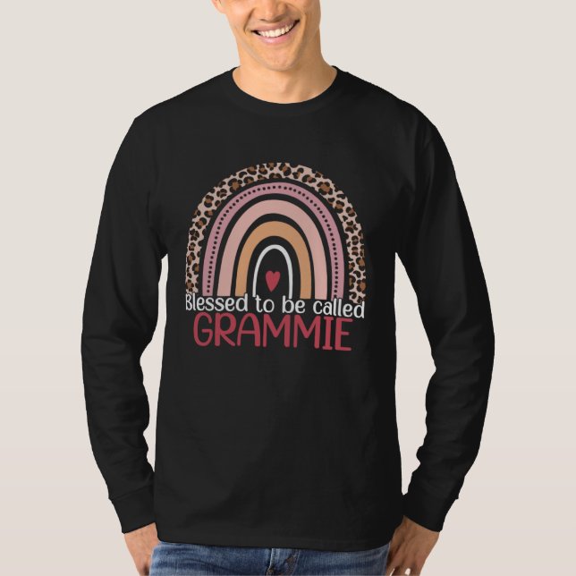 Camiseta Blessed To Be Called Grammie Rainbow Leopard Mom G (Frente)