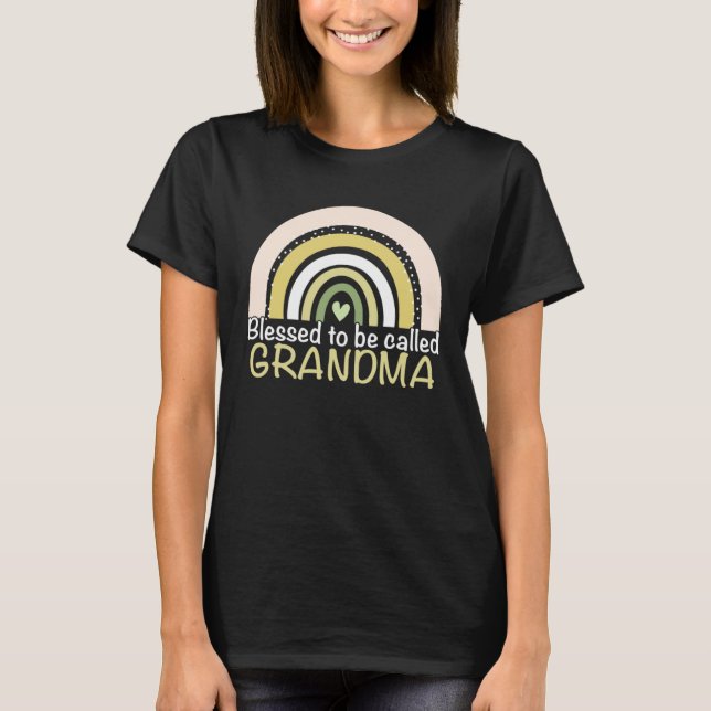Camiseta Blessed To Be Called Grandma Boho Rainbow Cute Mot (Frente)