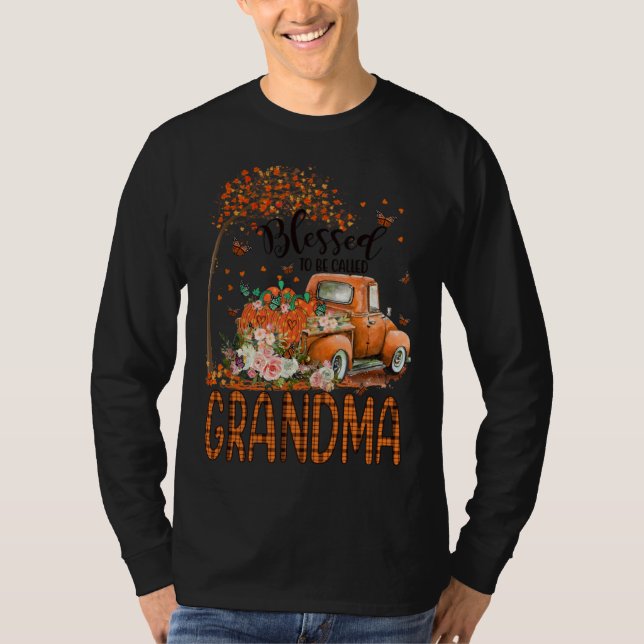 Camiseta Blessed To Be Called Grandma Fall Vibes Thanksgivi (Frente)