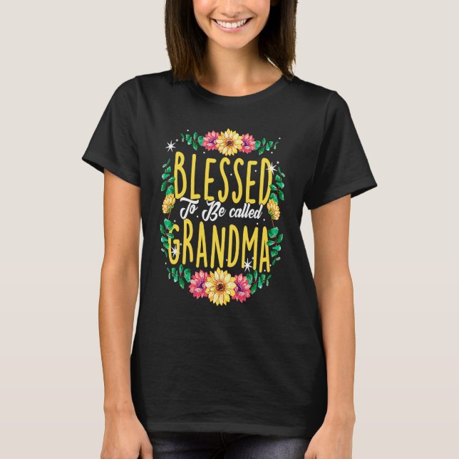 Camiseta Blessed To Be Called Grandma Flowers Grandmother M (Frente)