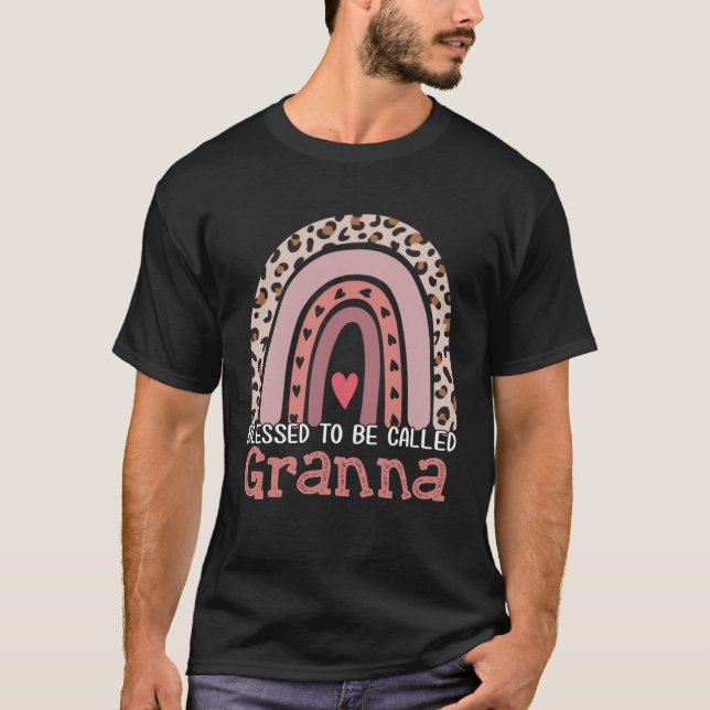 Camiseta Blessed To Be Called Granna Rainbow Leopard Mother (Frente)