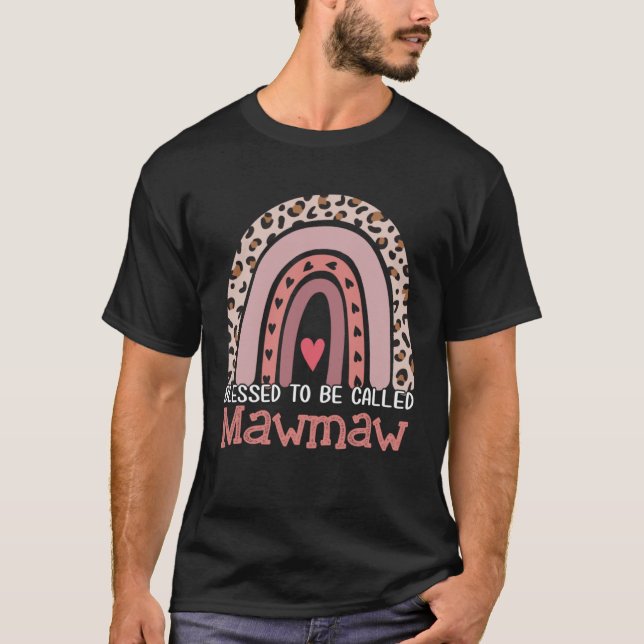 Camiseta Blessed To Be Called Mawmaw Rainbow Leopard Mother (Frente)