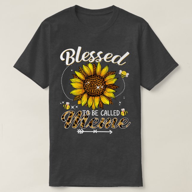 Camiseta Blessed To Be Called Meme Funny Leopard Sunflower  (Frente do Design)