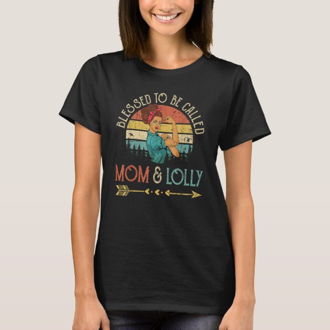 Camiseta Blessed To Be Called Mom & Lolly Women Rosie Retro (Frente)