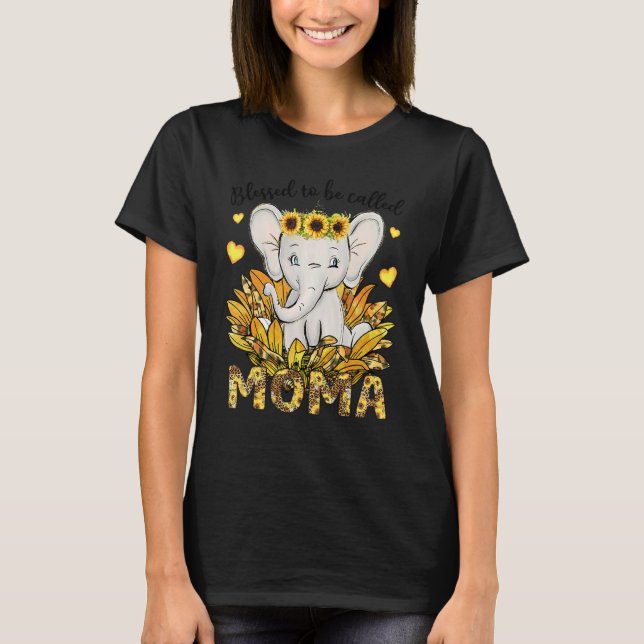 Camiseta Blessed To Be Called Moma Sunflower Elephant Mothe (Frente)