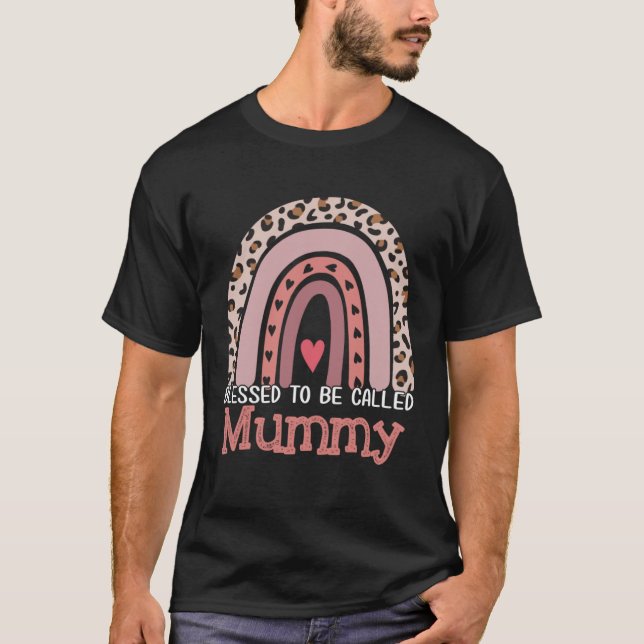 Camiseta Blessed To Be Called Mummy Rainbow Leopard Mother  (Frente)