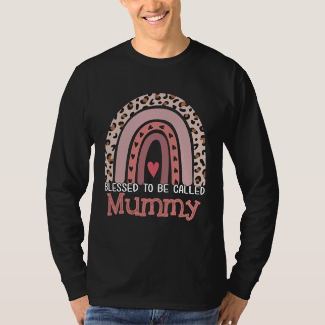 Camiseta Blessed To Be Called Mummy Rainbow Leopard Mother  (Frente)
