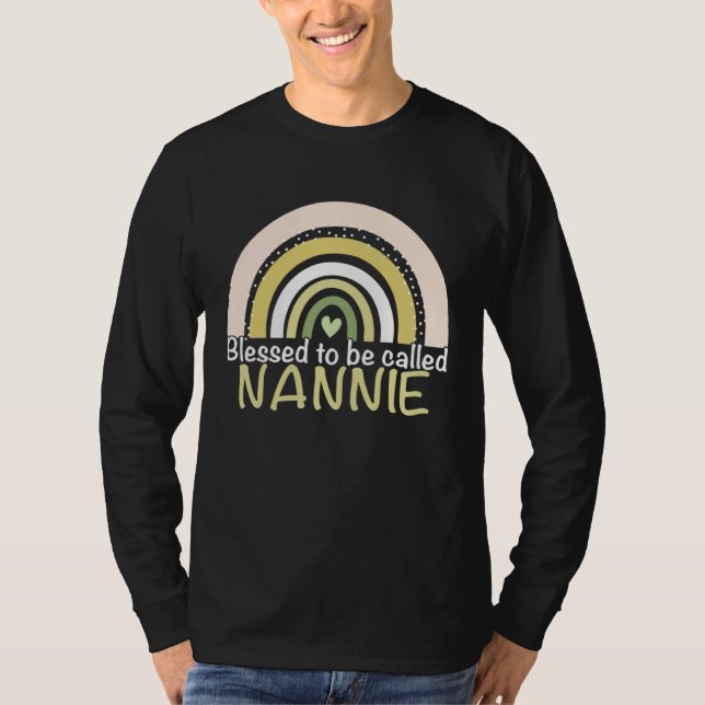 Camiseta Blessed To Be Called Nannie Boho Rainbow Mother s  (Frente)
