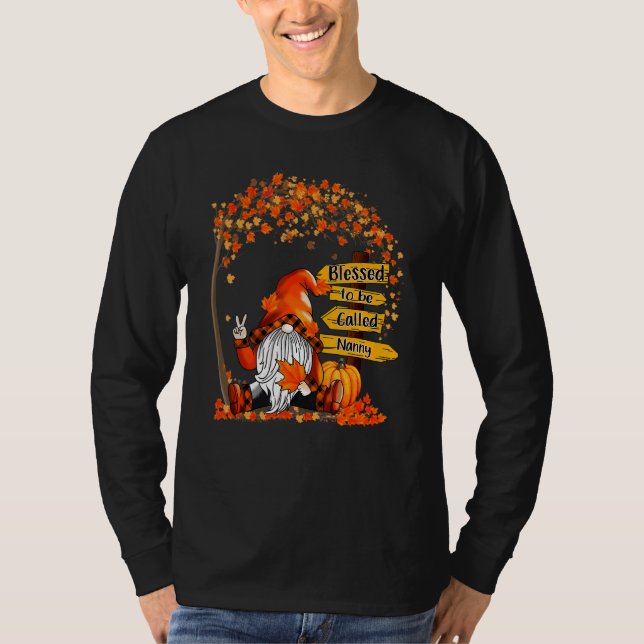 Camiseta Blessed To Be Called Nanny Gnome Fall Autumn Thank (Frente)