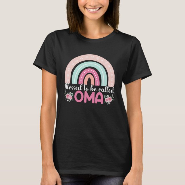 Camiseta Blessed To Be Called Oma Rainbow Mothers Day Mom G (Frente)