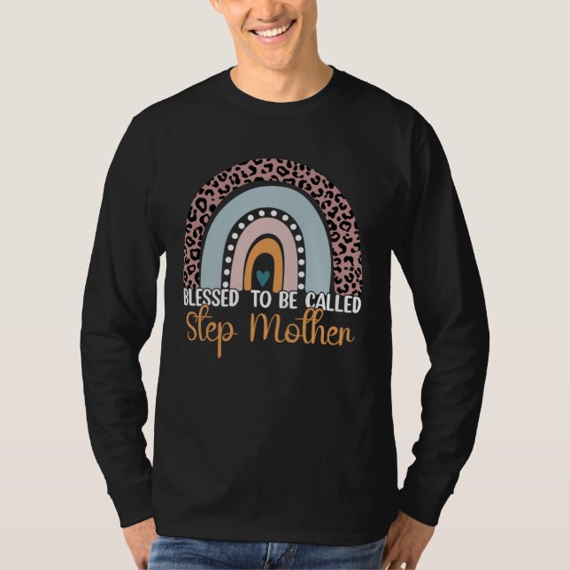 Camiseta Blessed To Be Called Stepmother Leopard Rainbow Mo (Frente)