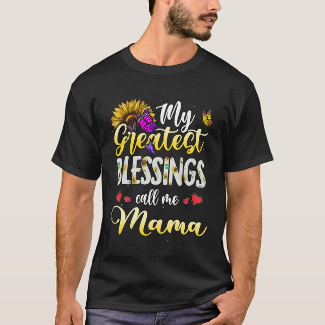 Camiseta Blessings Call Me Mama Butterfly Heart and Themed  (Frente)