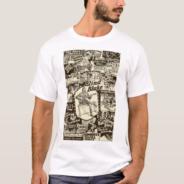 Camiseta Blind Blake na Colagem da Paramount Records (Frente)