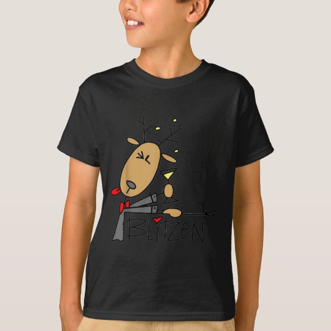 Camiseta Blitzen Christmas Funny Reindeer  (Frente)
