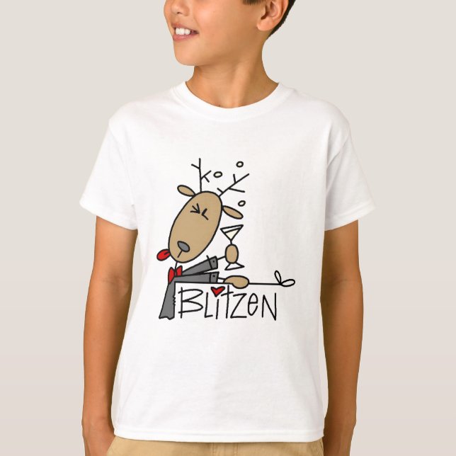 Camiseta Blitzen Reindeer T-shirts e presentes (Frente)