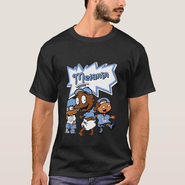 Camiseta Blm Melanin Kids To Match Retro University Blue (Frente)