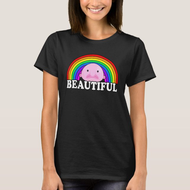 Camiseta Blobfish É Bonito Blobfish Meme Arco-Íris (Frente)