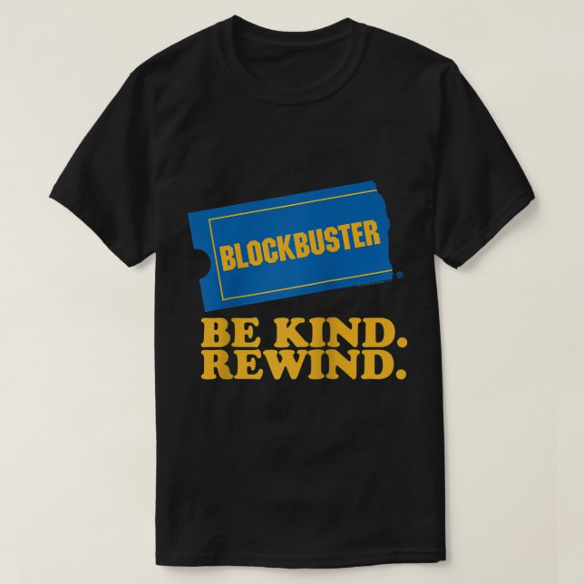 Camiseta Blockbuster Seja Gind Rewind Raglan Baseball Tee (Frente do Design)